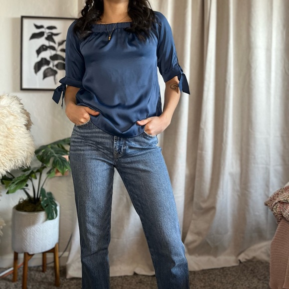 H&M Blue Satin Blouse - Picture 1 of 8